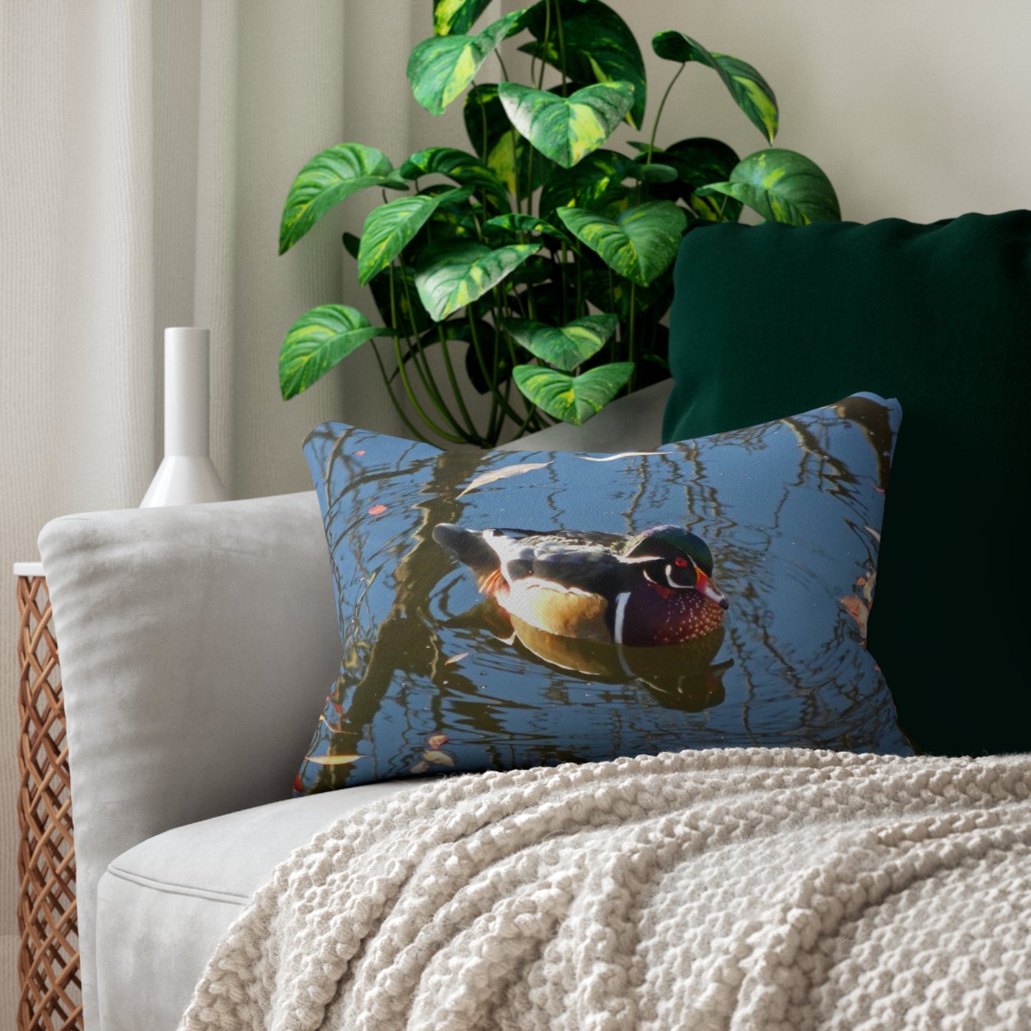 Reflections Wood Duck Spun Polyester Lumbar Pillow