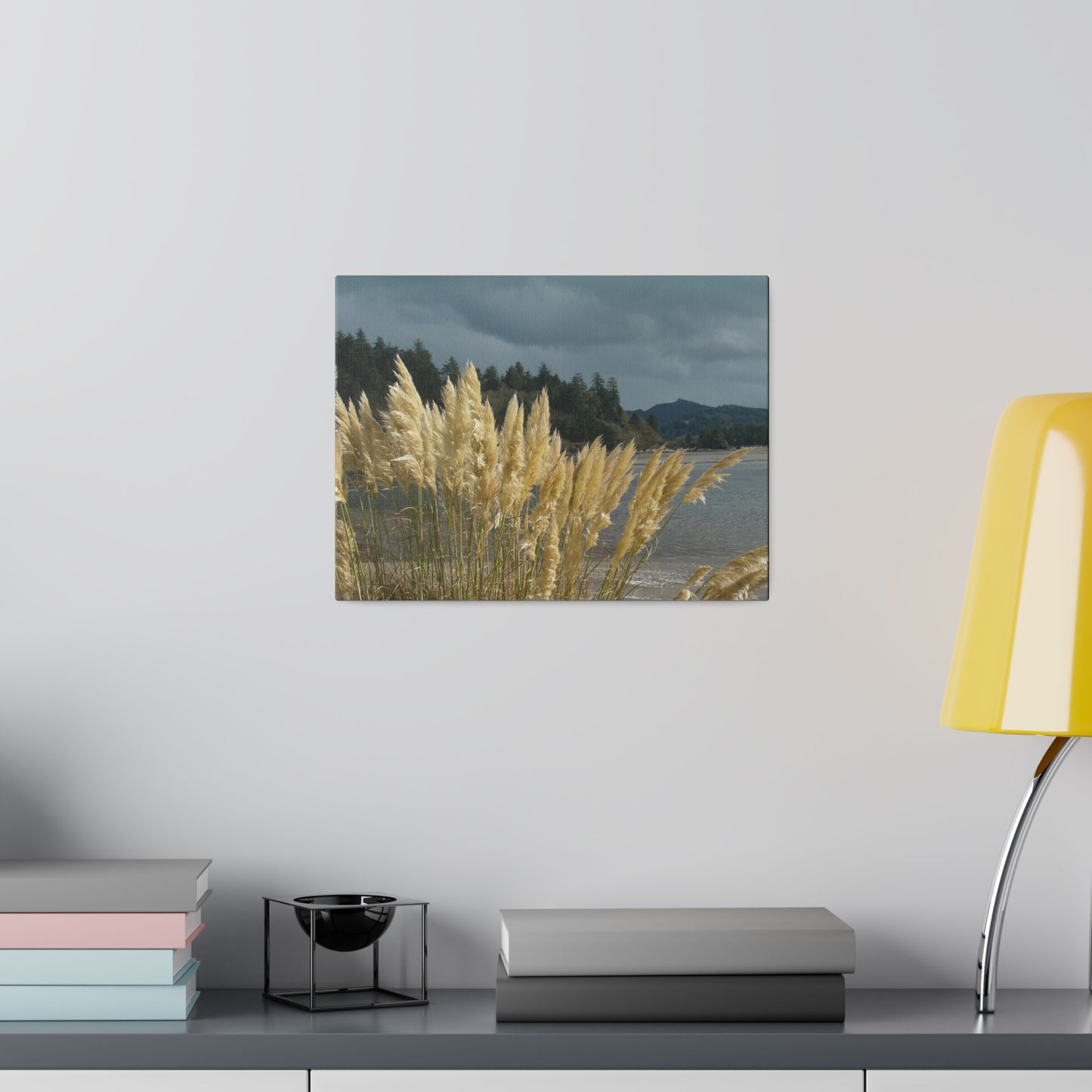 Golden Coastal Pampas Matte Canvas