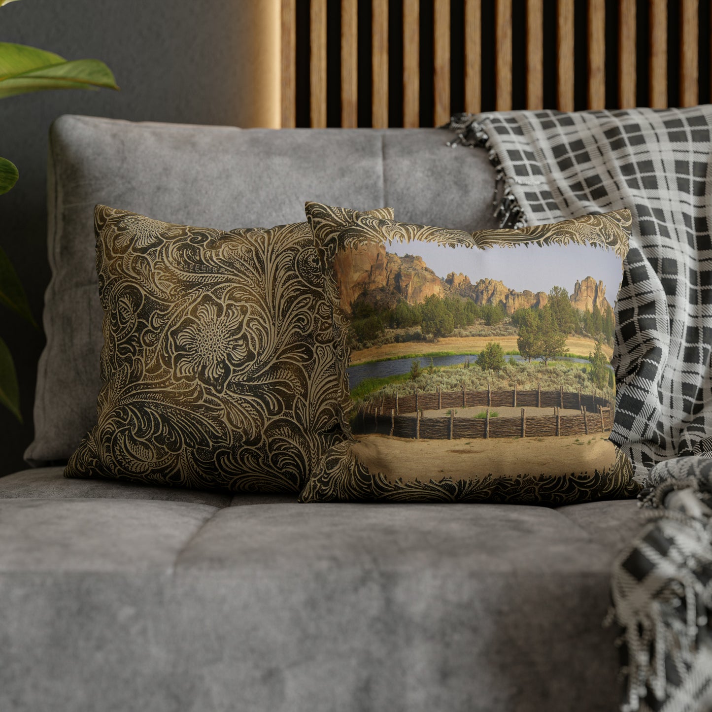 Scenic Round Pen Faux Suede Pillow Case
