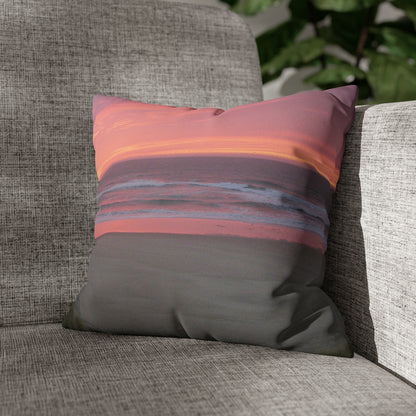 Pink Ocean Sunset Faux Suede Pillow Case