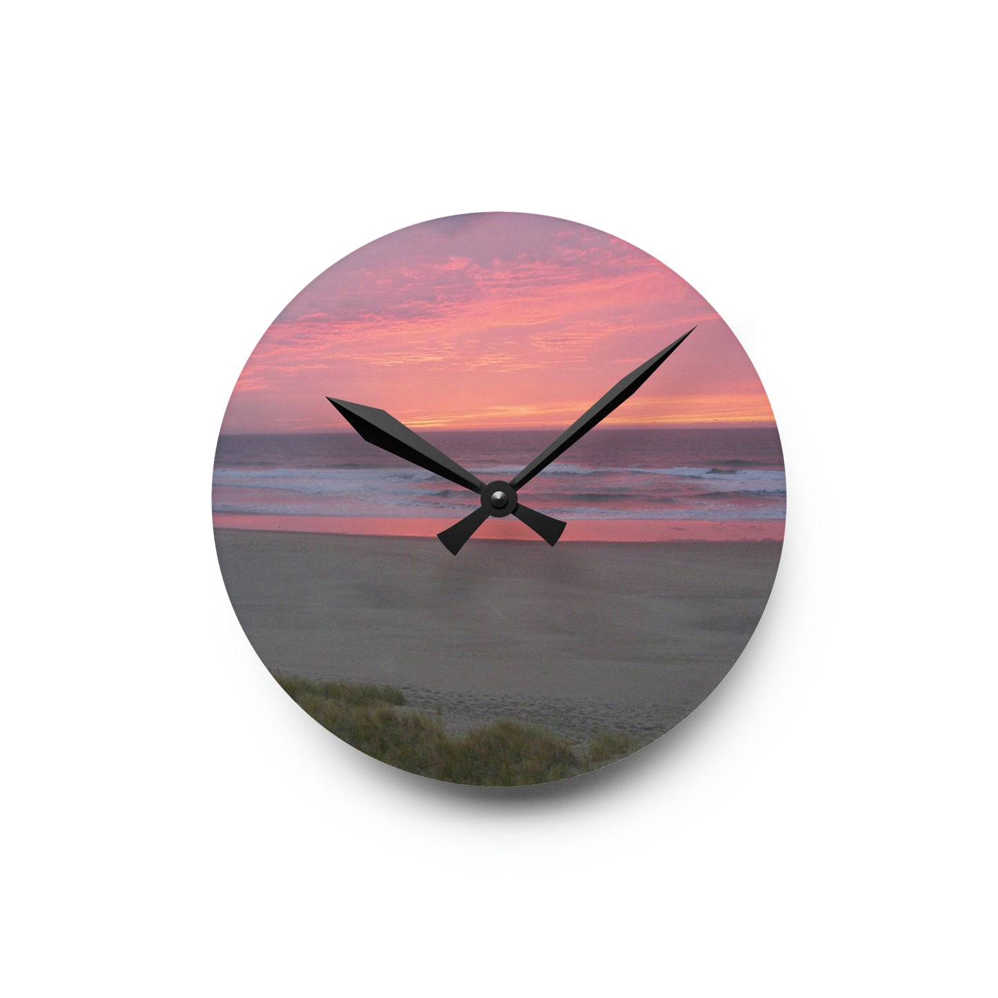 Pink Ocean Sunset Acrylic Wall Clock