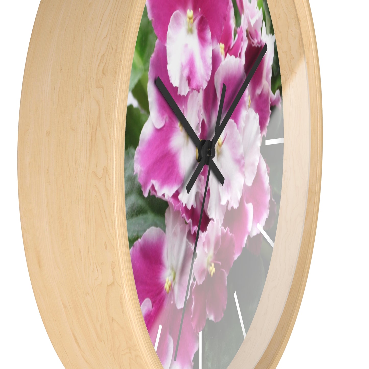 African Violet Framed Wall Clock