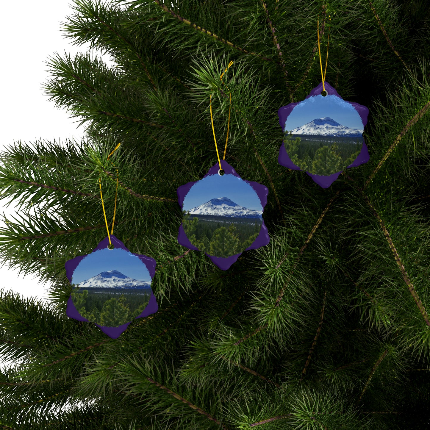 Winter South Sister Ceramic Ornaments