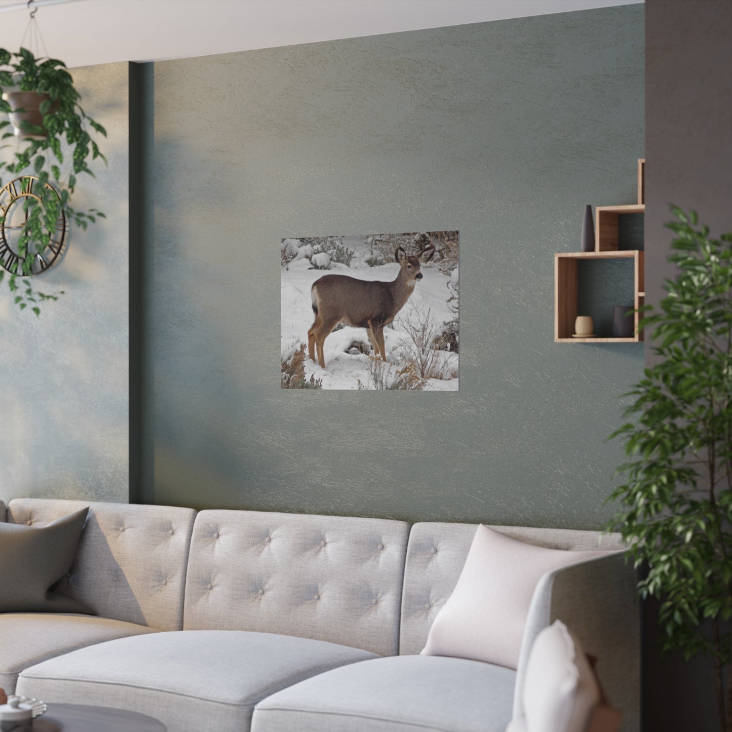 Snowy Deer Satin Posters