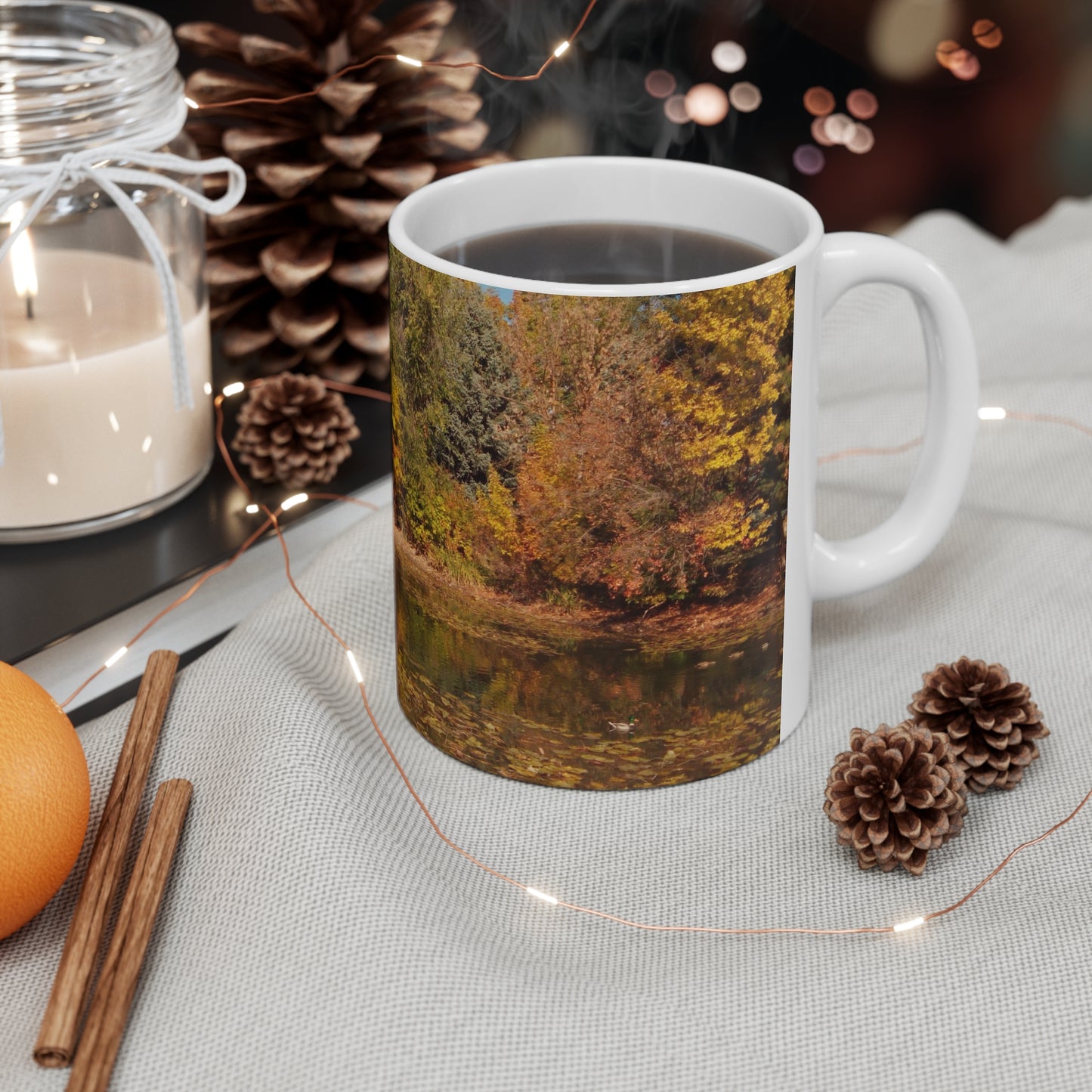 Autumn Duck Pond Ceramic Mug 11oz