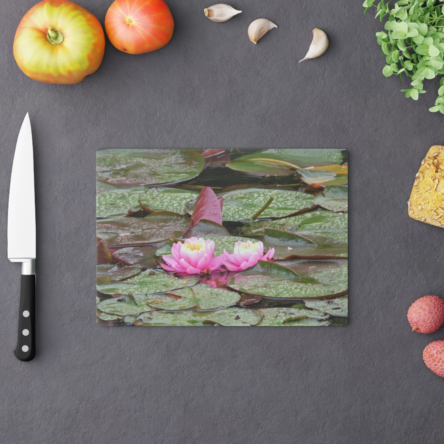 Water Lilies Cutting Board Dishwasher Safe