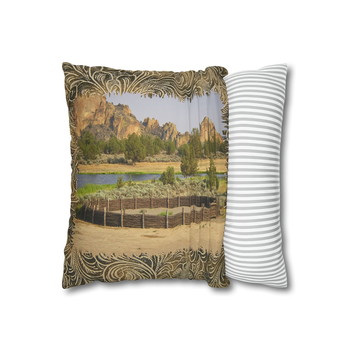 Scenic Round Pen Faux Suede Pillow Case