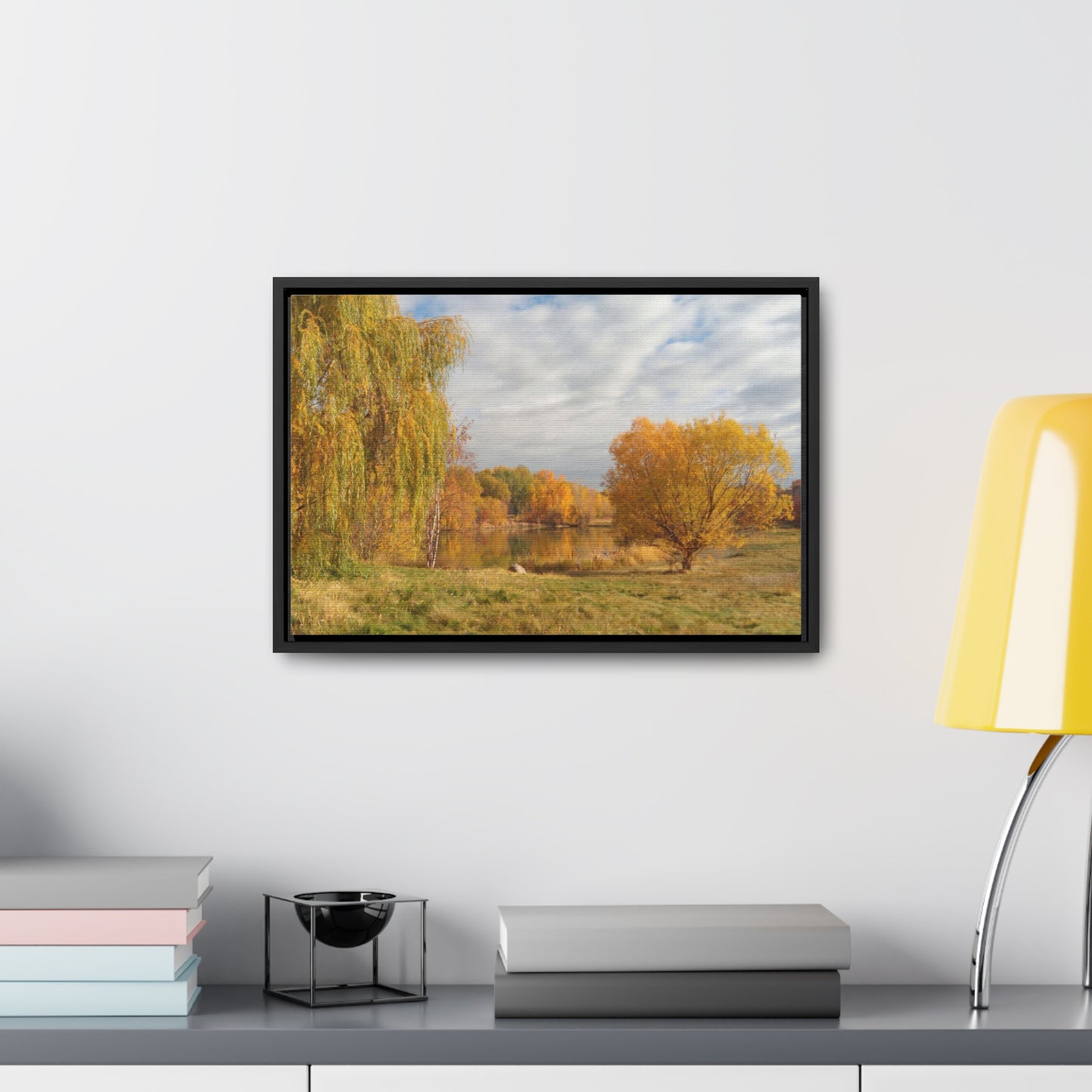 Golden Autumn Pond Gallery Canvas Wraps Framed