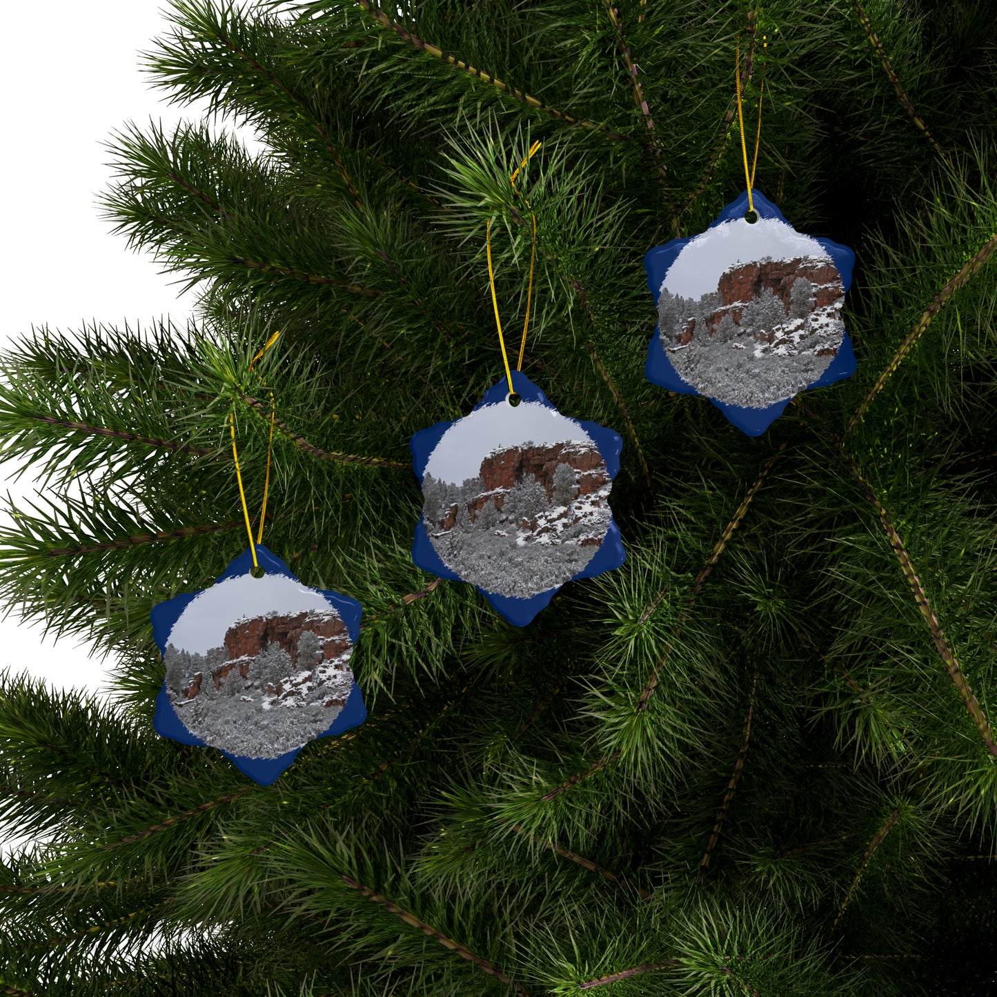 Winter Cliff Ceramic Ornaments