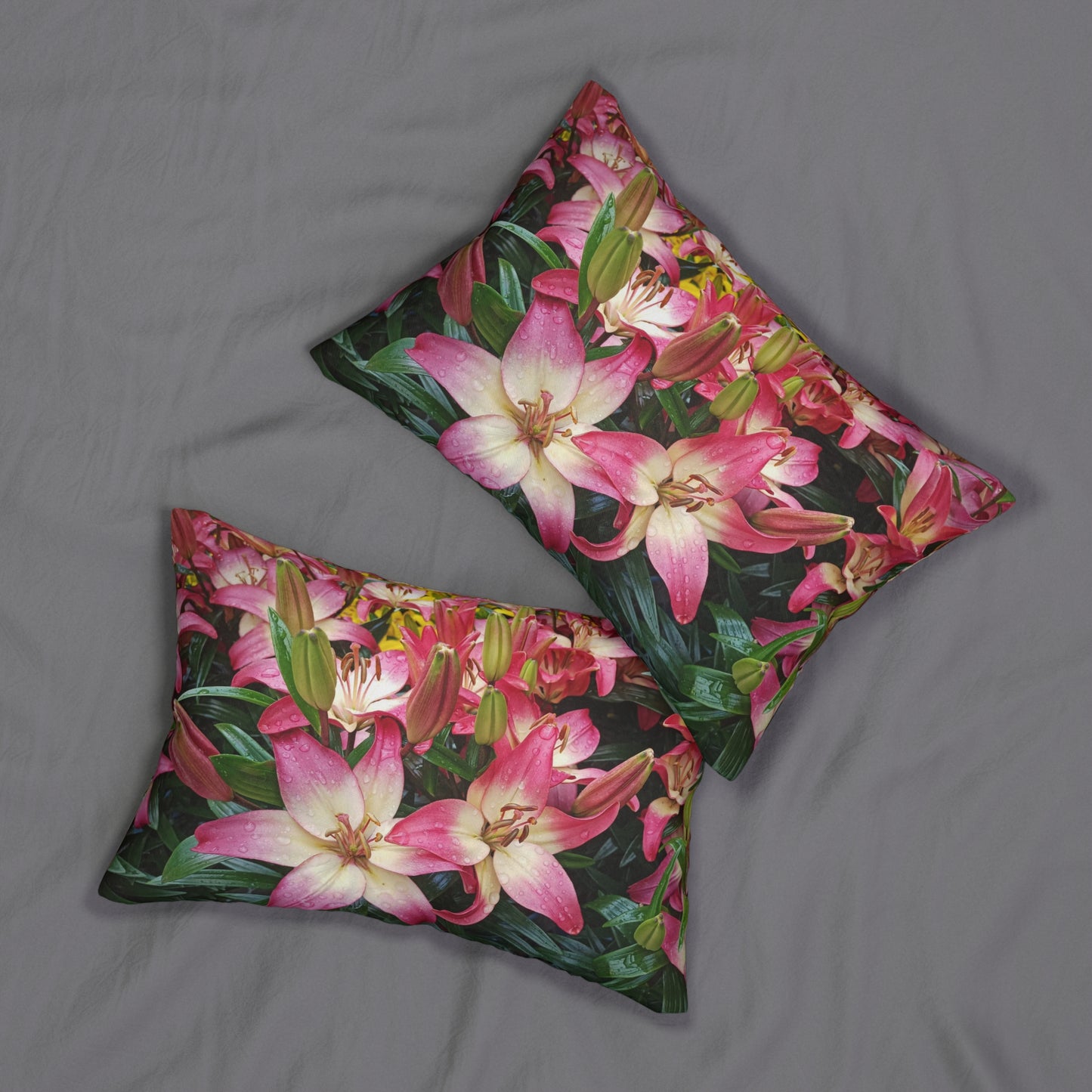 Lovely Lilies Spun Polyester Lumbar Pillow