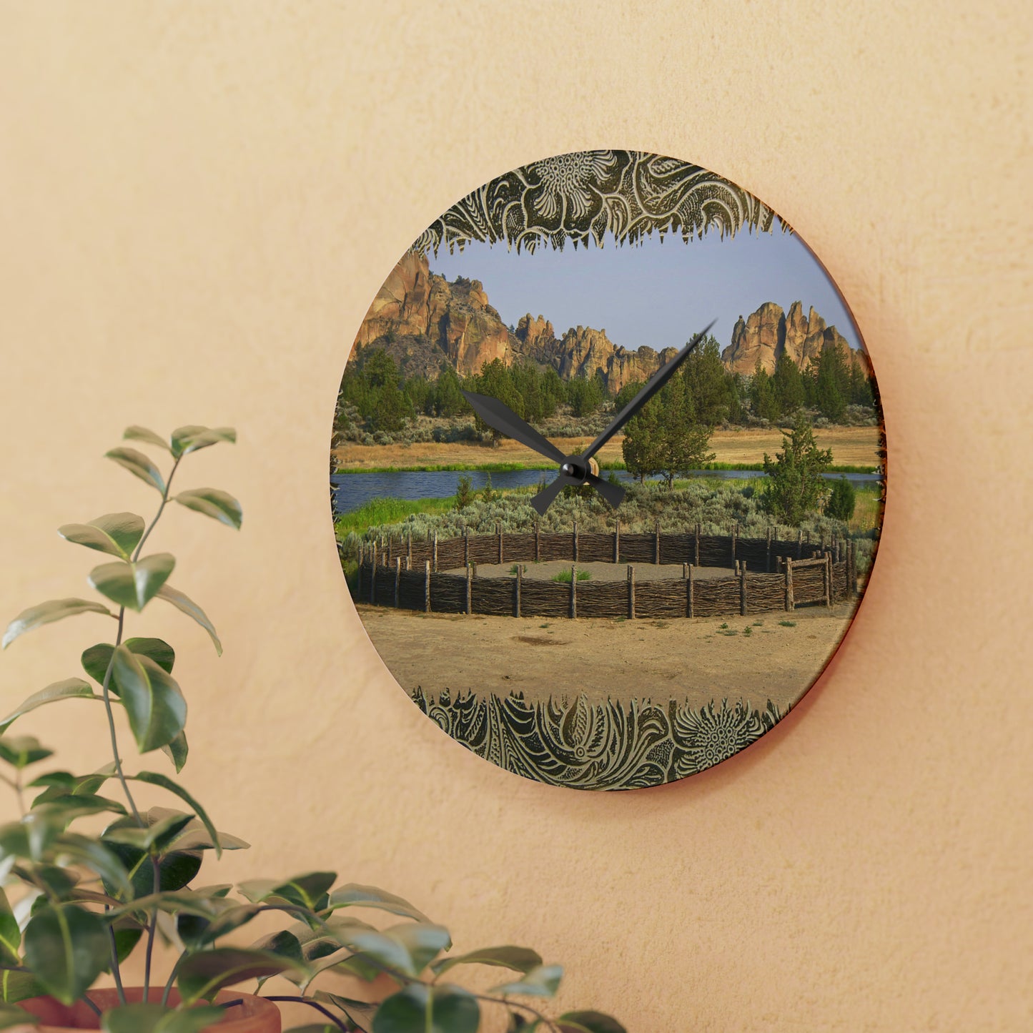 Scenic Round Pen Acrylic Wall Clock