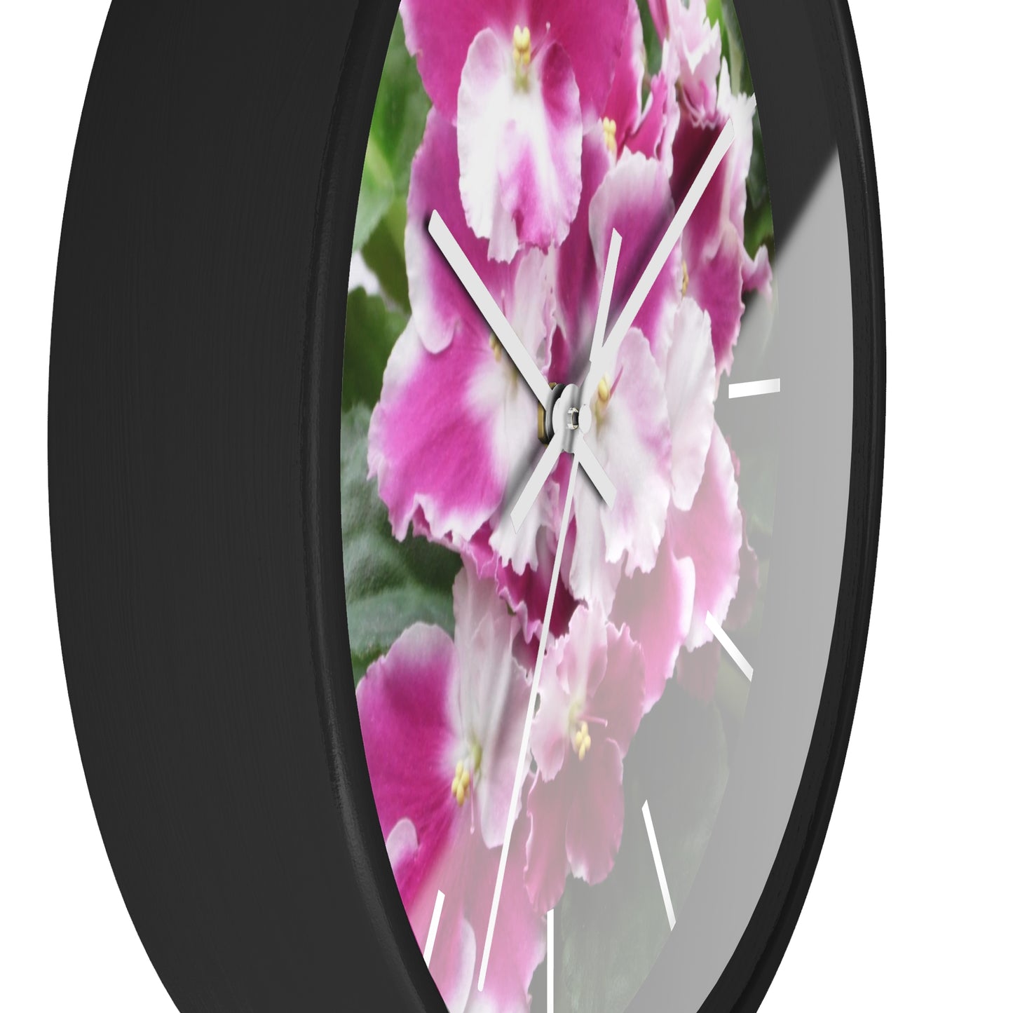 African Violet Framed Wall Clock