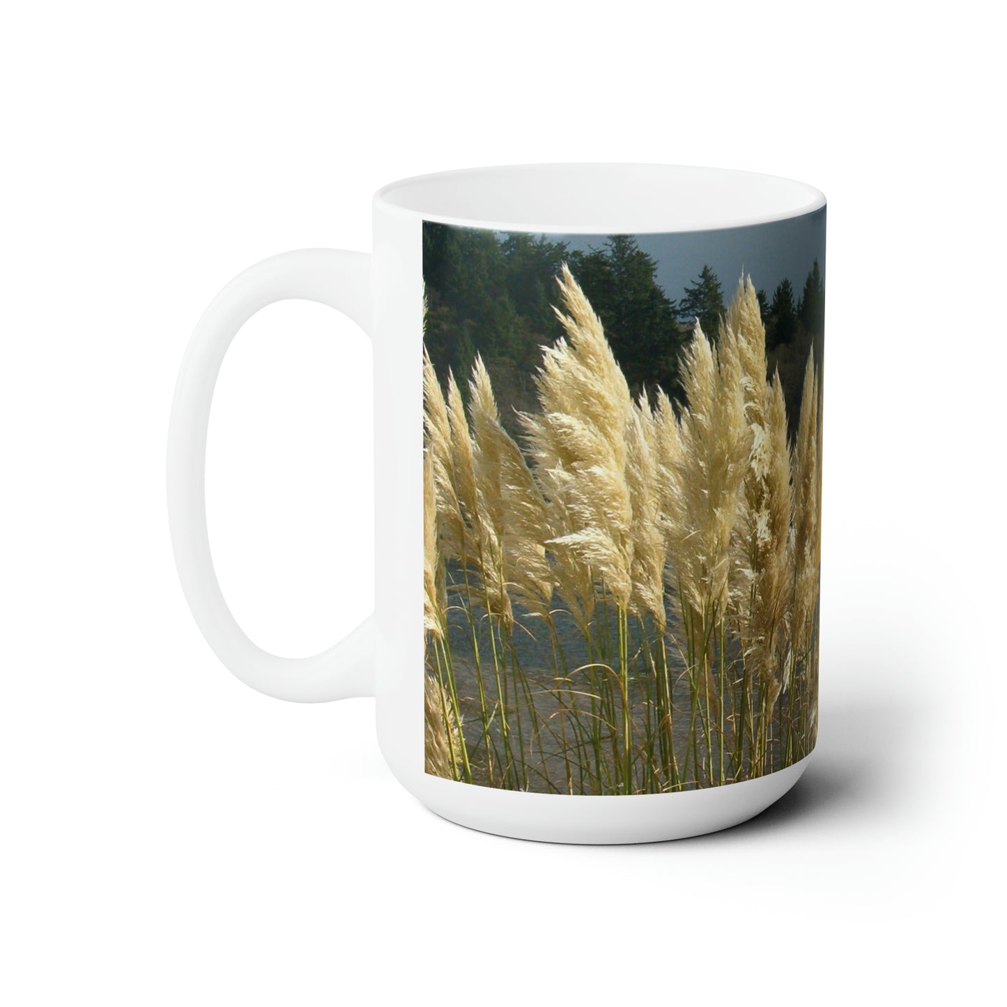 Golden Coastal Pampas Ceramic Mug 15oz