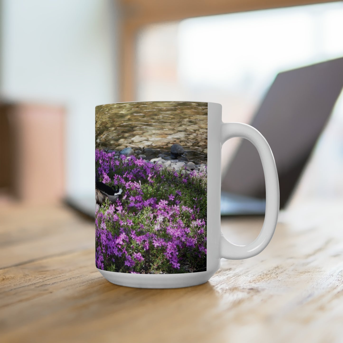 Duck Resting In Flowers Ceramic Mug 15oz