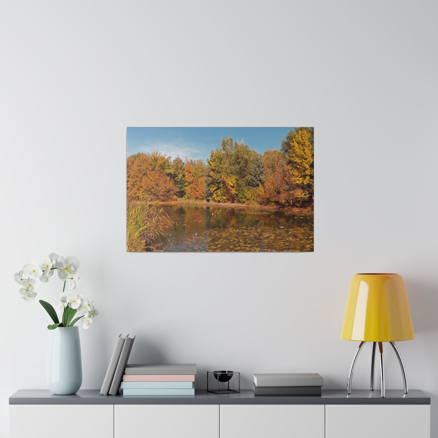 Autumn Duck Pond Matte Canvas