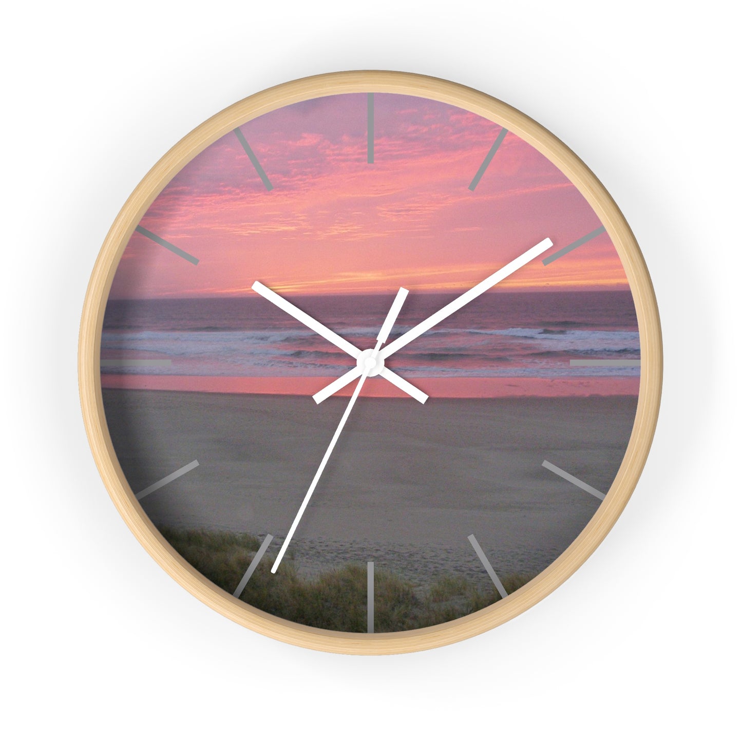 Pink Ocean Sunset Framed Wall Clock