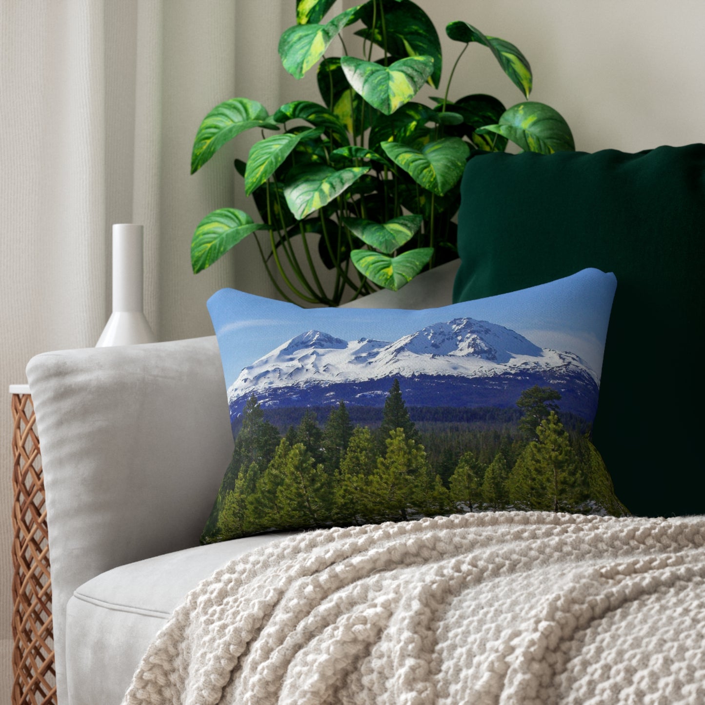 Winter Two Sisters Spun Polyester Lumbar Pillow