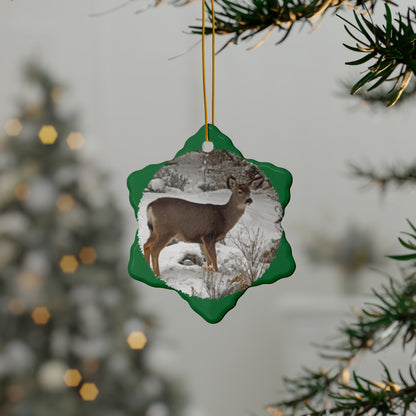 Snowy Deer Ceramic Ornaments