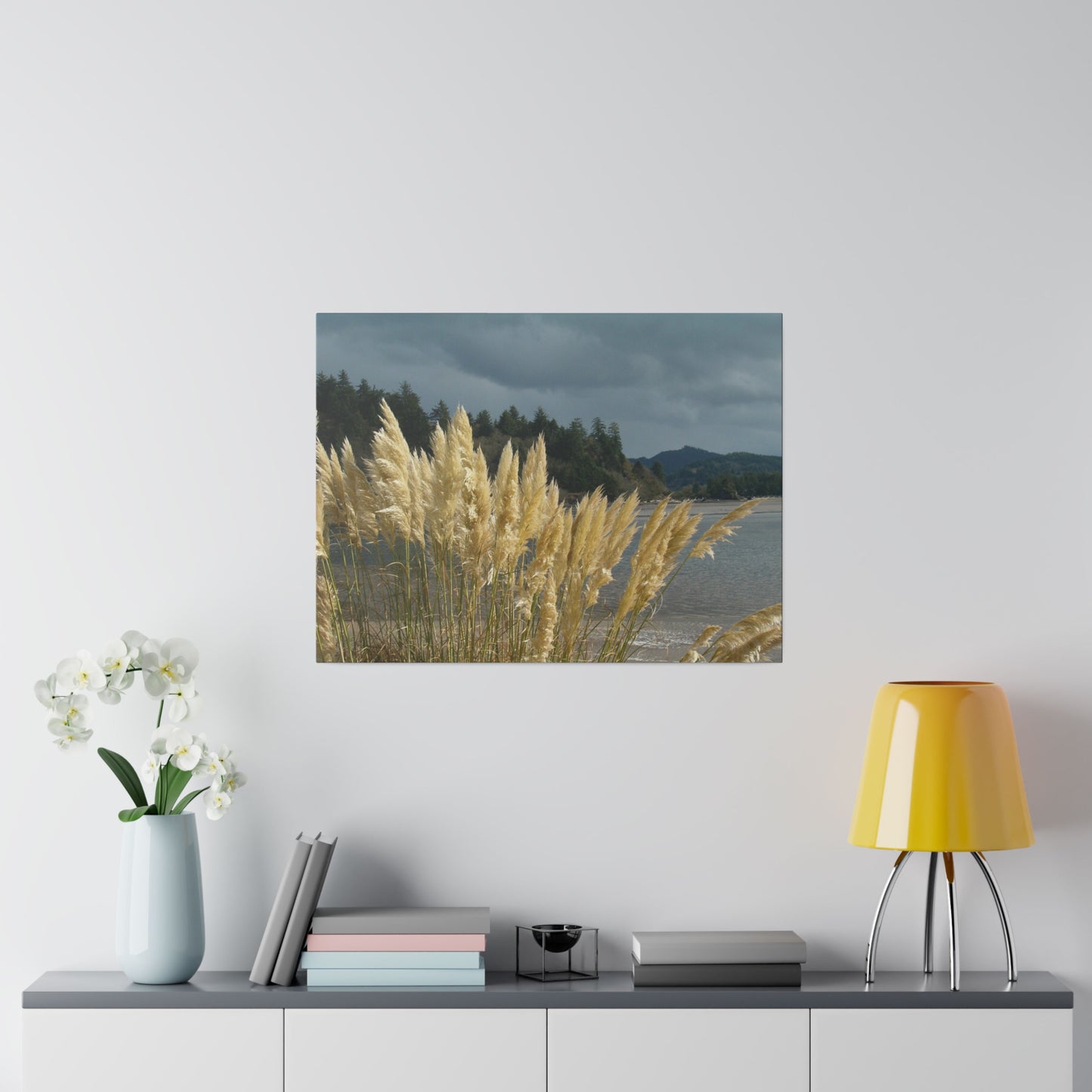 Golden Coastal Pampas Matte Canvas