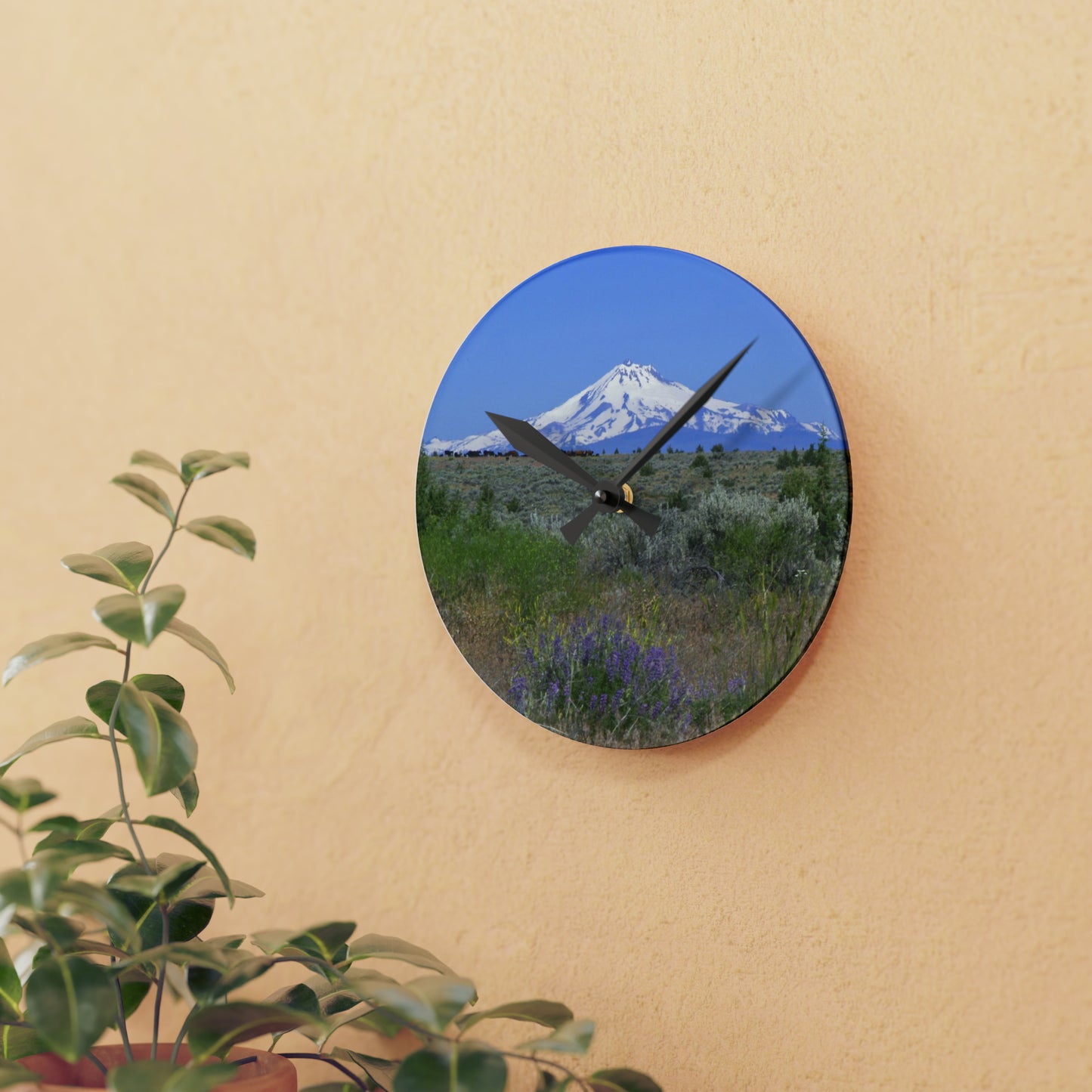 Lupine & Sage Mountain Acrylic Wall Clock