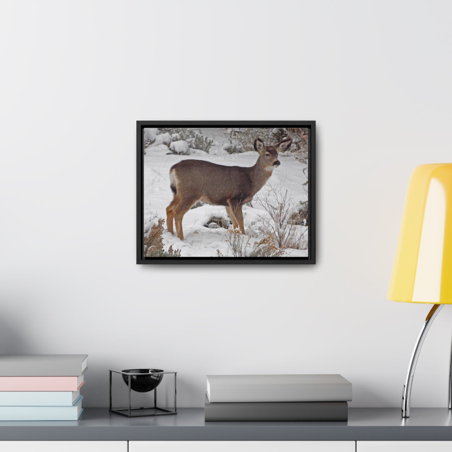 Snowy Deer Gallery Canvas Wraps Framed