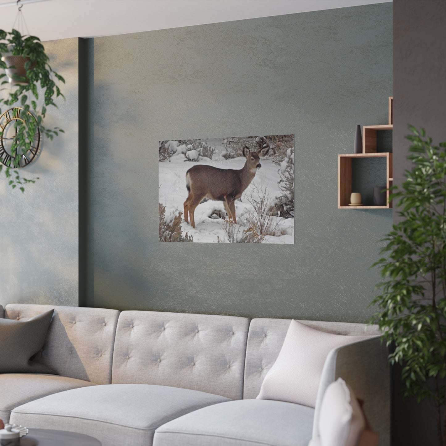 Snowy Deer Satin Posters