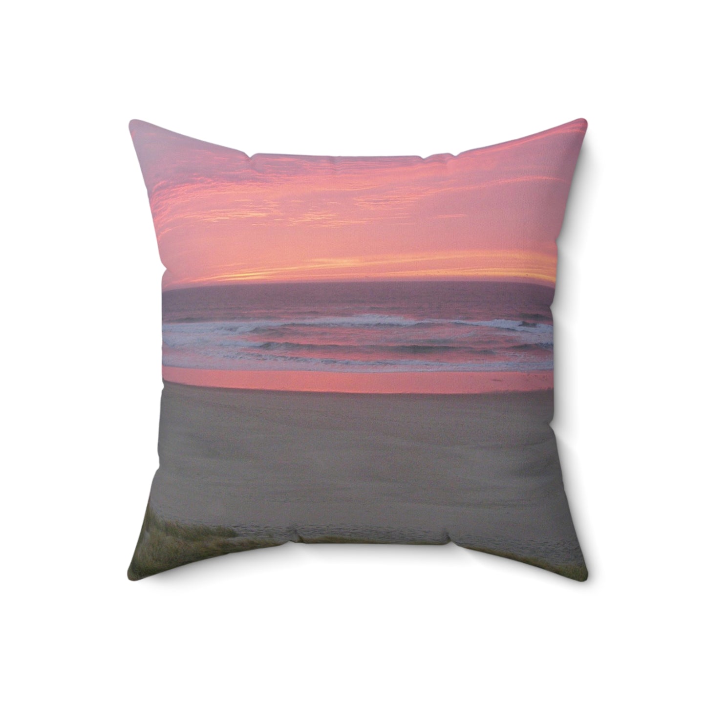 Pink Ocean Sunset Spun Polyester Square Pillow