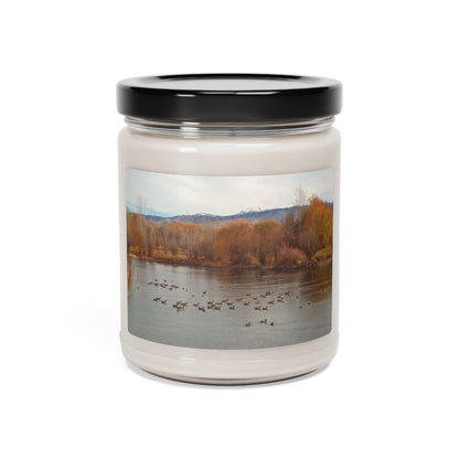 Autumn Pond with Geese Scented Soy Candle, 9oz