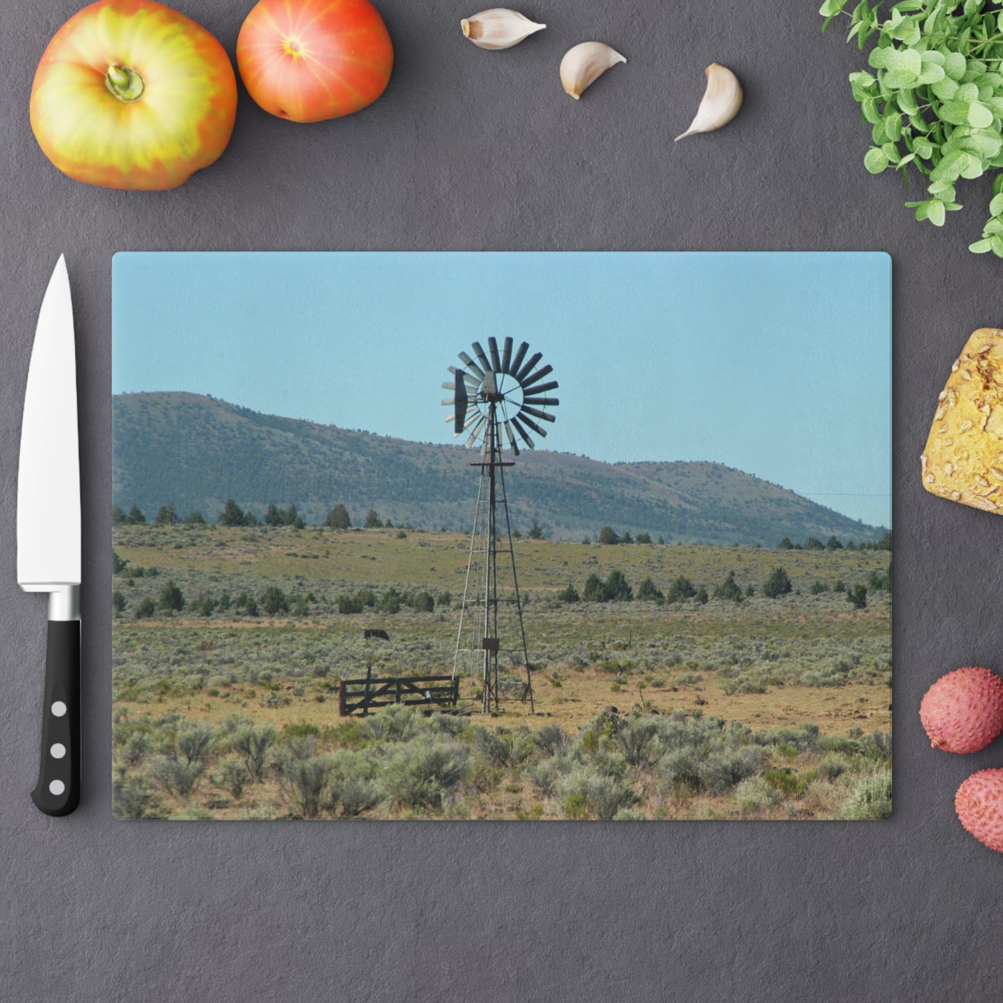 High Desert Windmill Cutting Board Dishwasher Safe