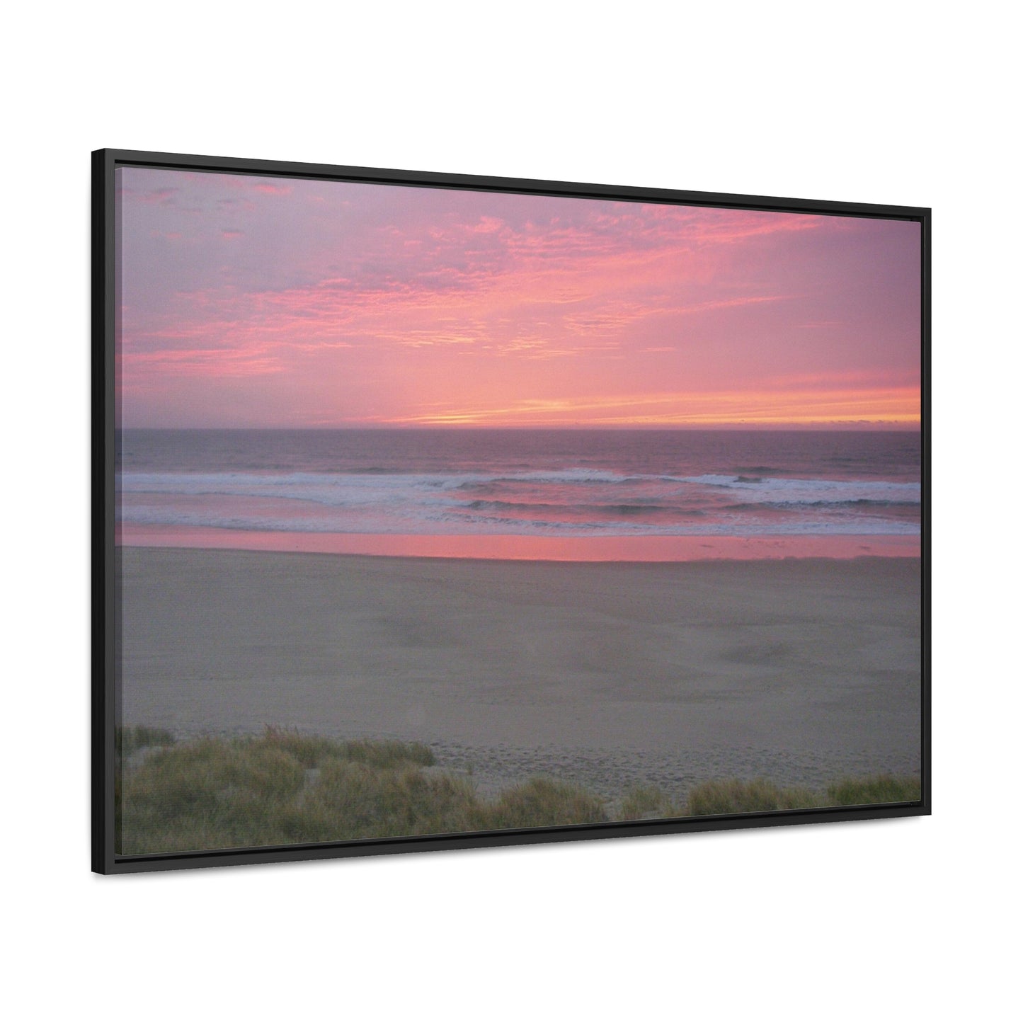 Pink Ocean Sunset Gallery Canvas Wraps Framed