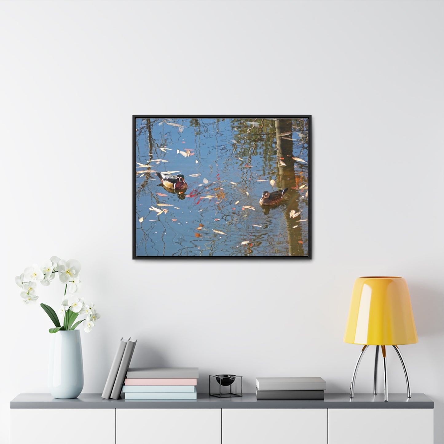 Autumn Wood Duck Couple Gallery Canvas Wraps Framed