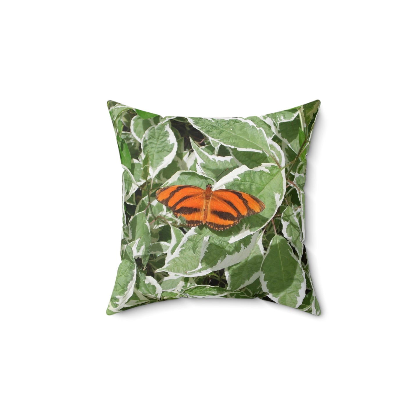 Leaves & Butterfly Spun Polyester Square Pillow