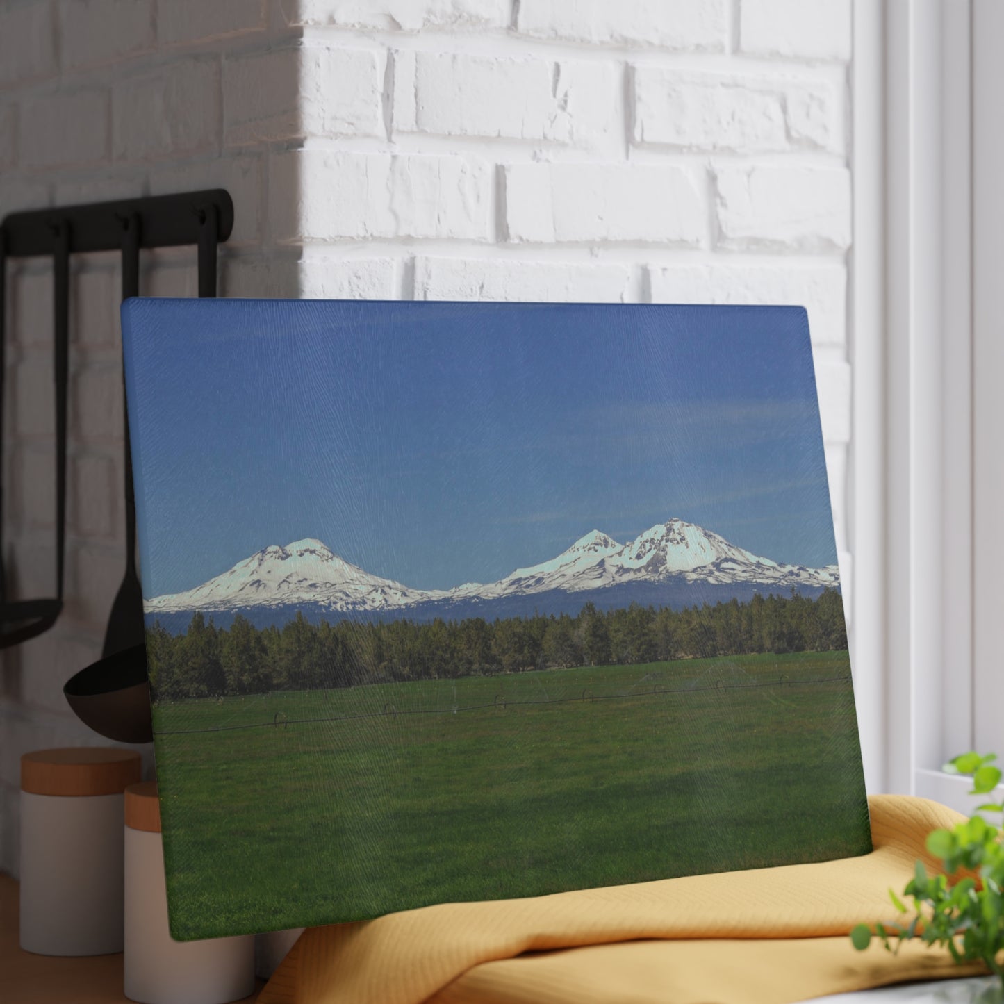 Mountain Field Glass Cutting Board Hand Wash