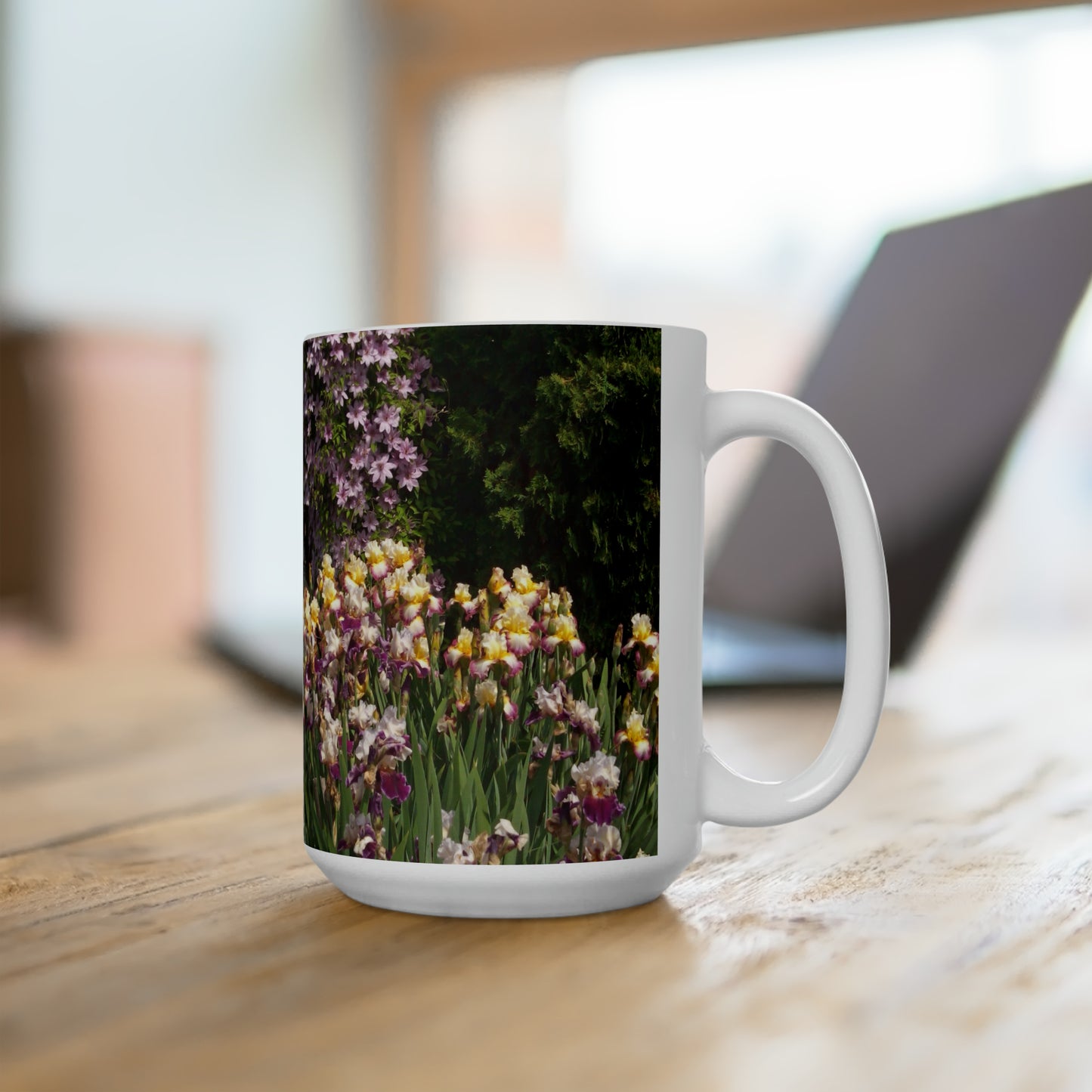 Sunny Iris Garden Ceramic Mug 15oz