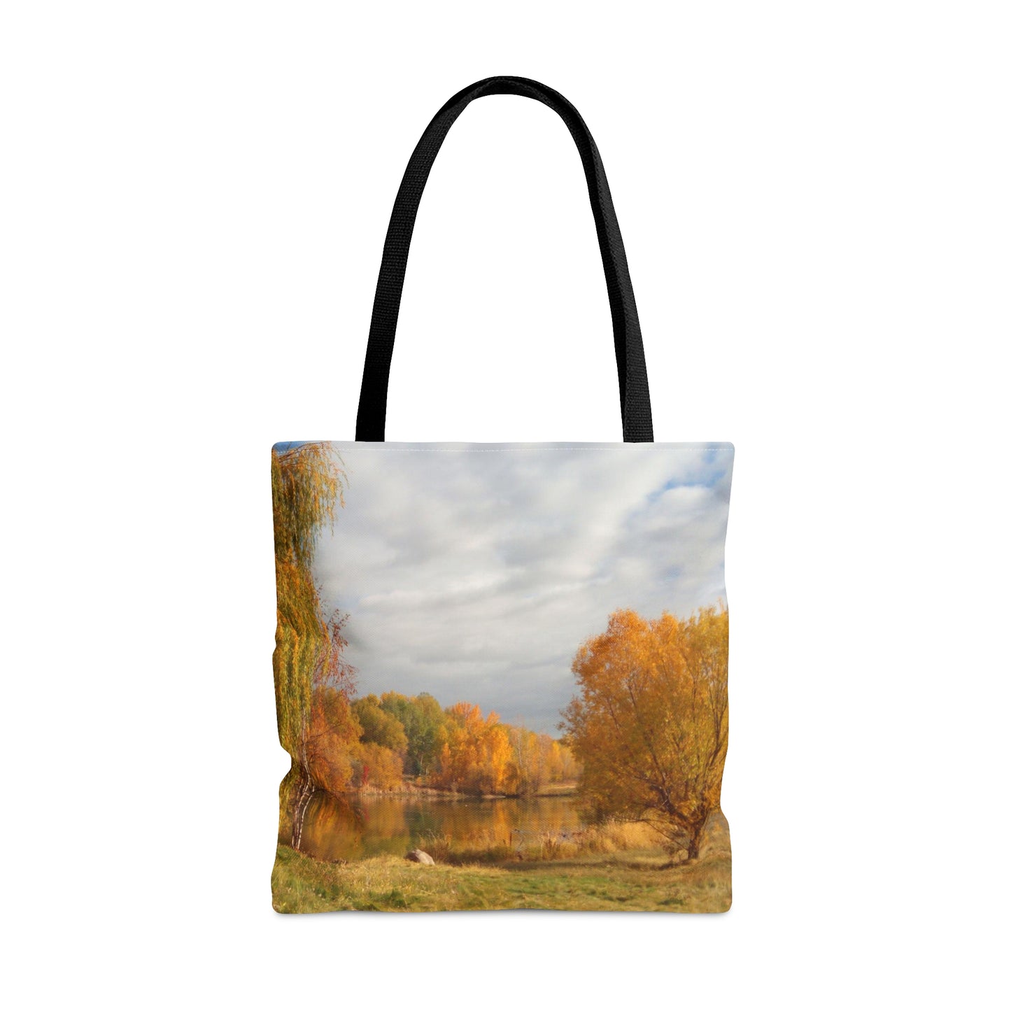 Golden Autumn Pond Tote Bag