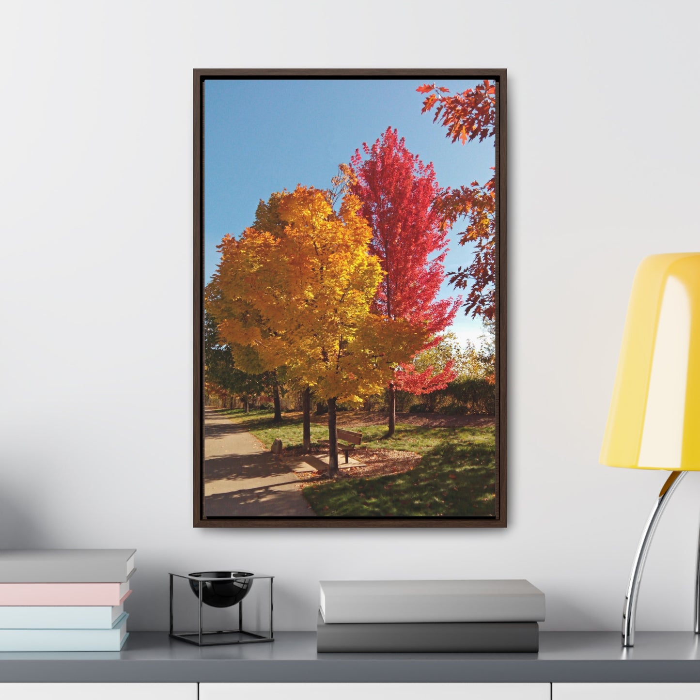 Autumn Bench Gallery Canvas Wraps Framed