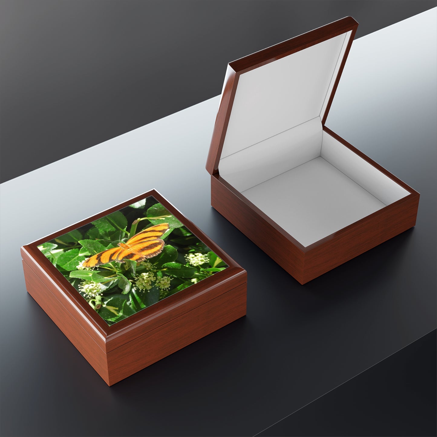 Golden Butterfly Jewelry Box ~ 7.24"