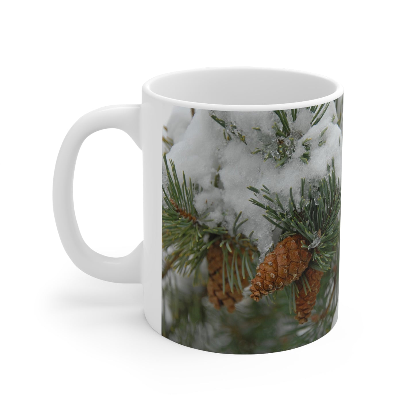 Snowy Fir Cones Ceramic Mug 11oz