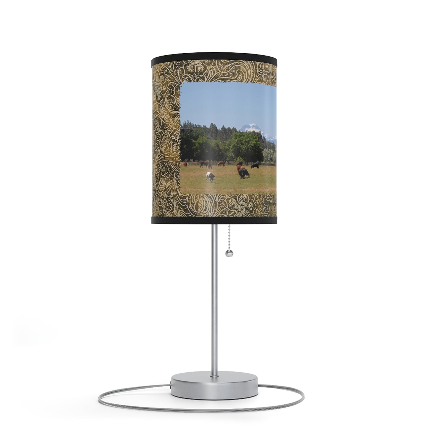 Picturesque Cattle Lamp on a Stand