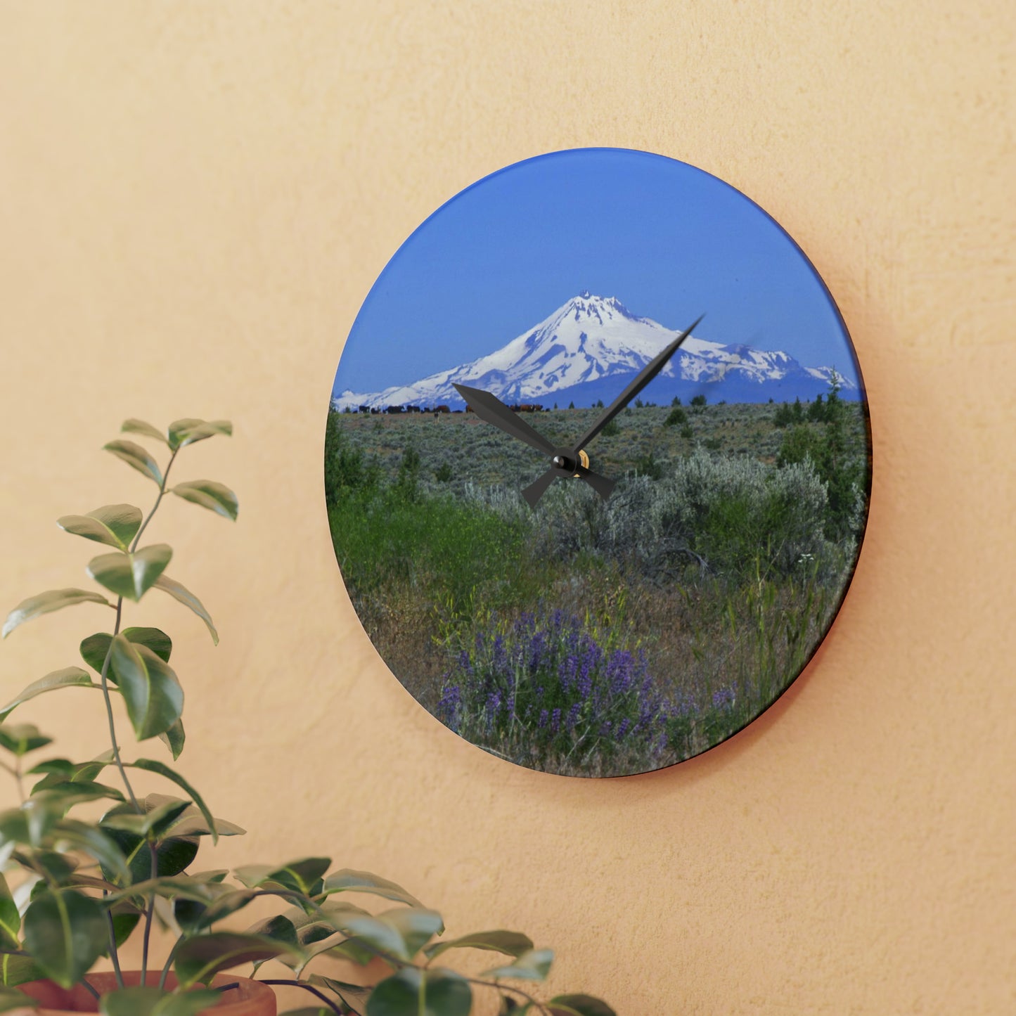 Lupine & Sage Mountain Acrylic Wall Clock