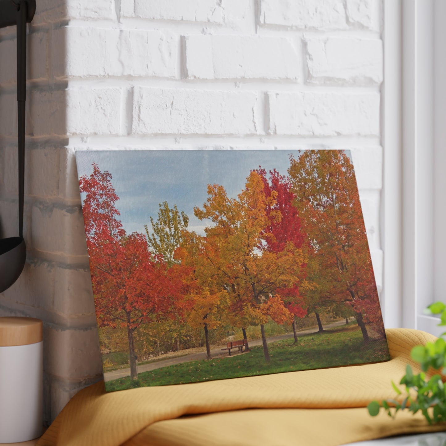 Autumn Serenity Glass Cutting Board Hand Wash