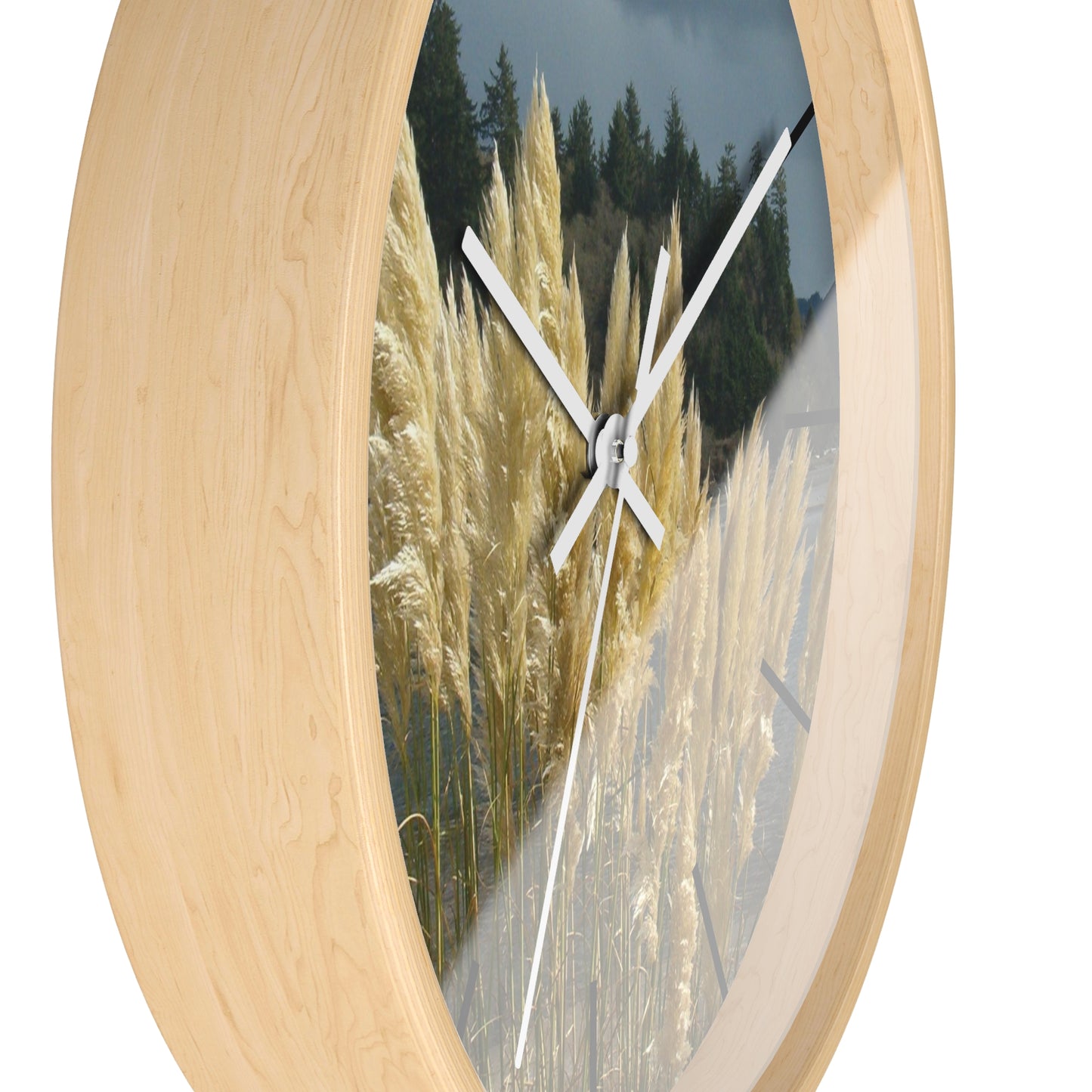 Golden Coastal Pampas Wall Clock