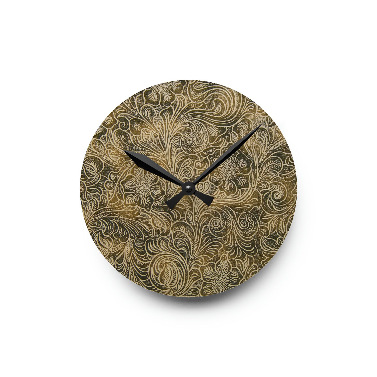 Western Leather Print Acrylic Wall Clock