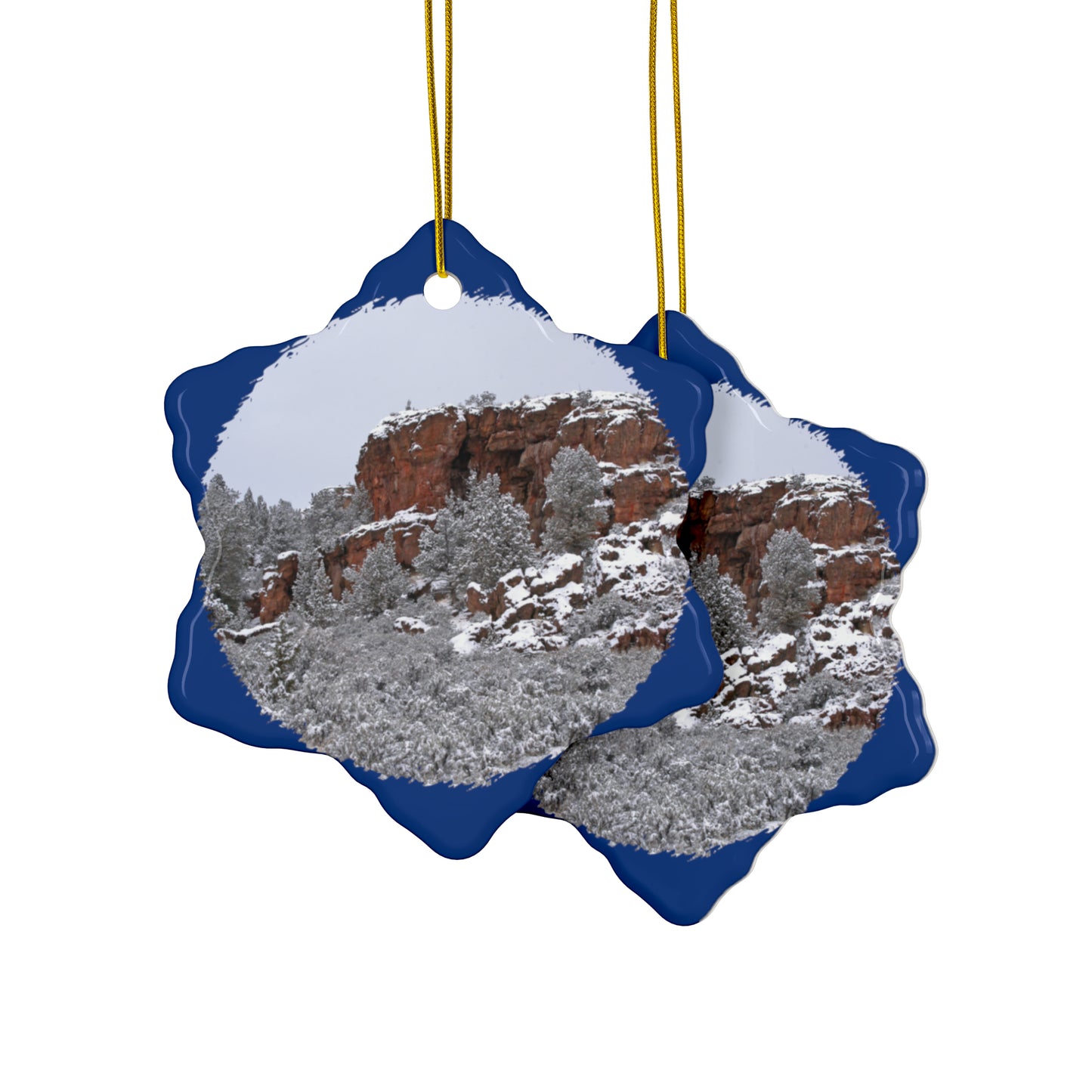 Winter Cliff Ceramic Ornaments