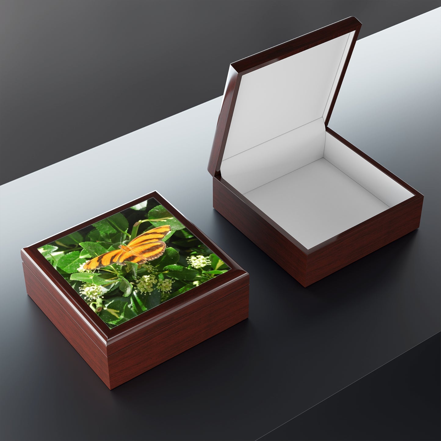 Golden Butterfly Jewelry Box ~ 7.24"