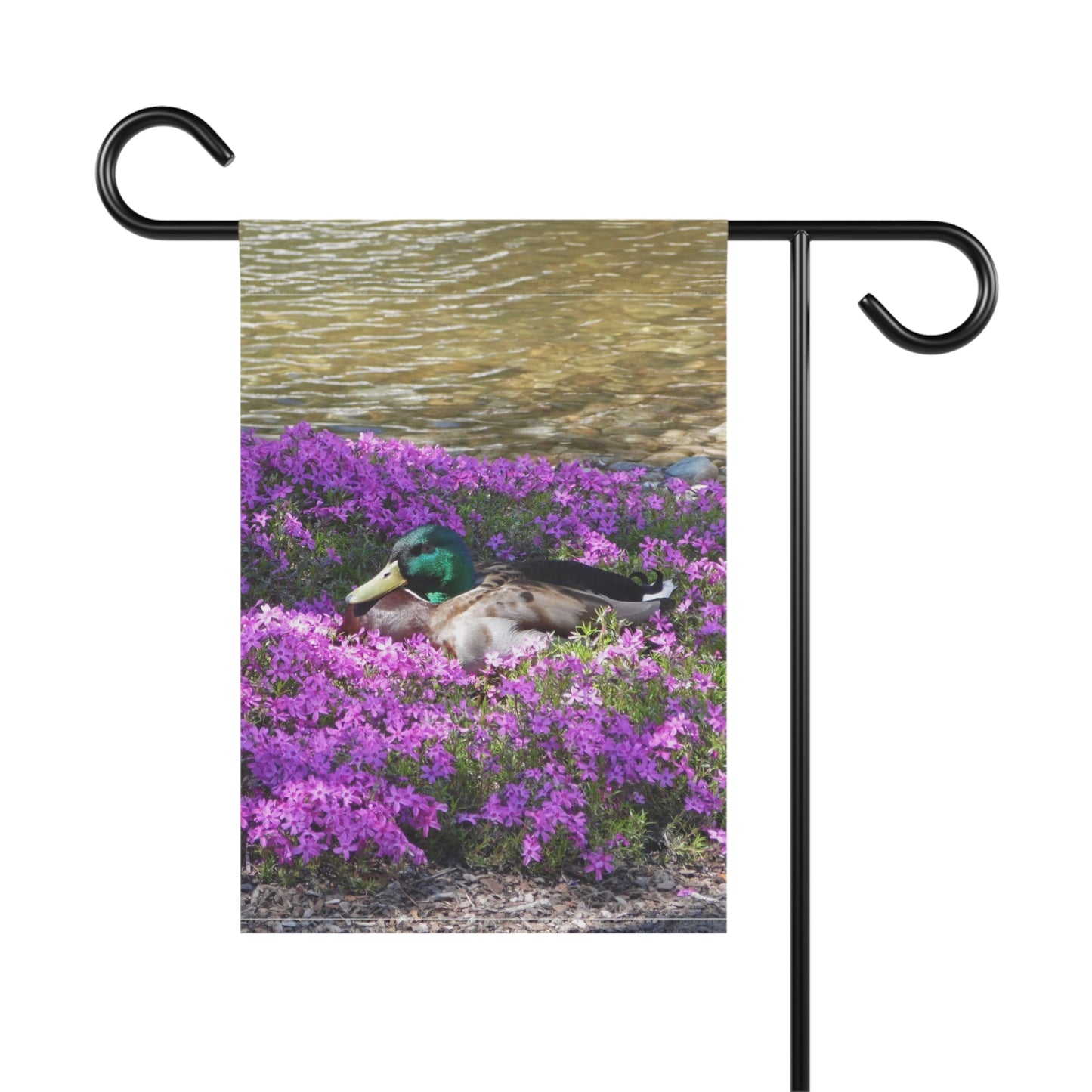 Duck Resting In Flowers Garden & House Banner