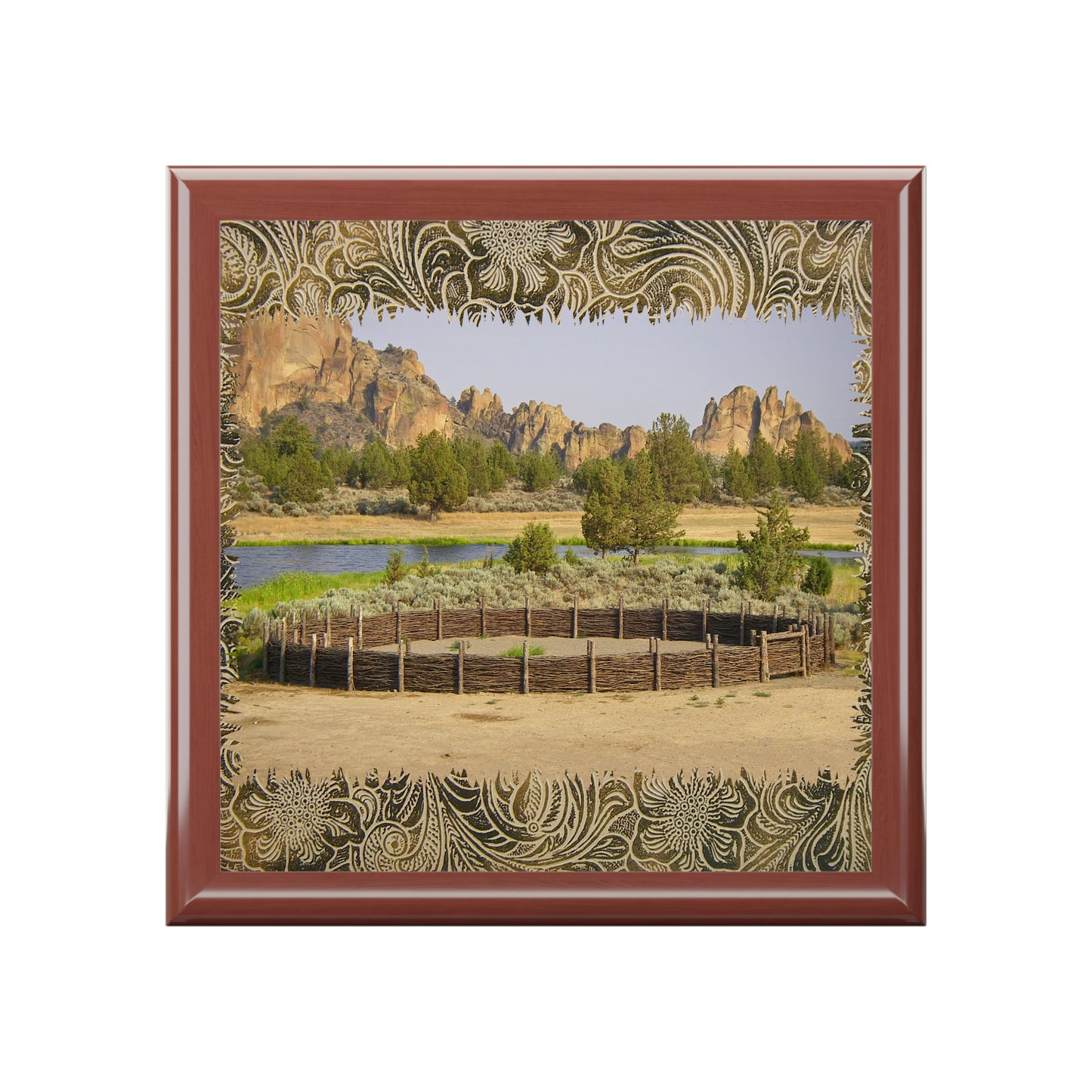 Scenic Round Pen Jewelry Box ~ 7.24"