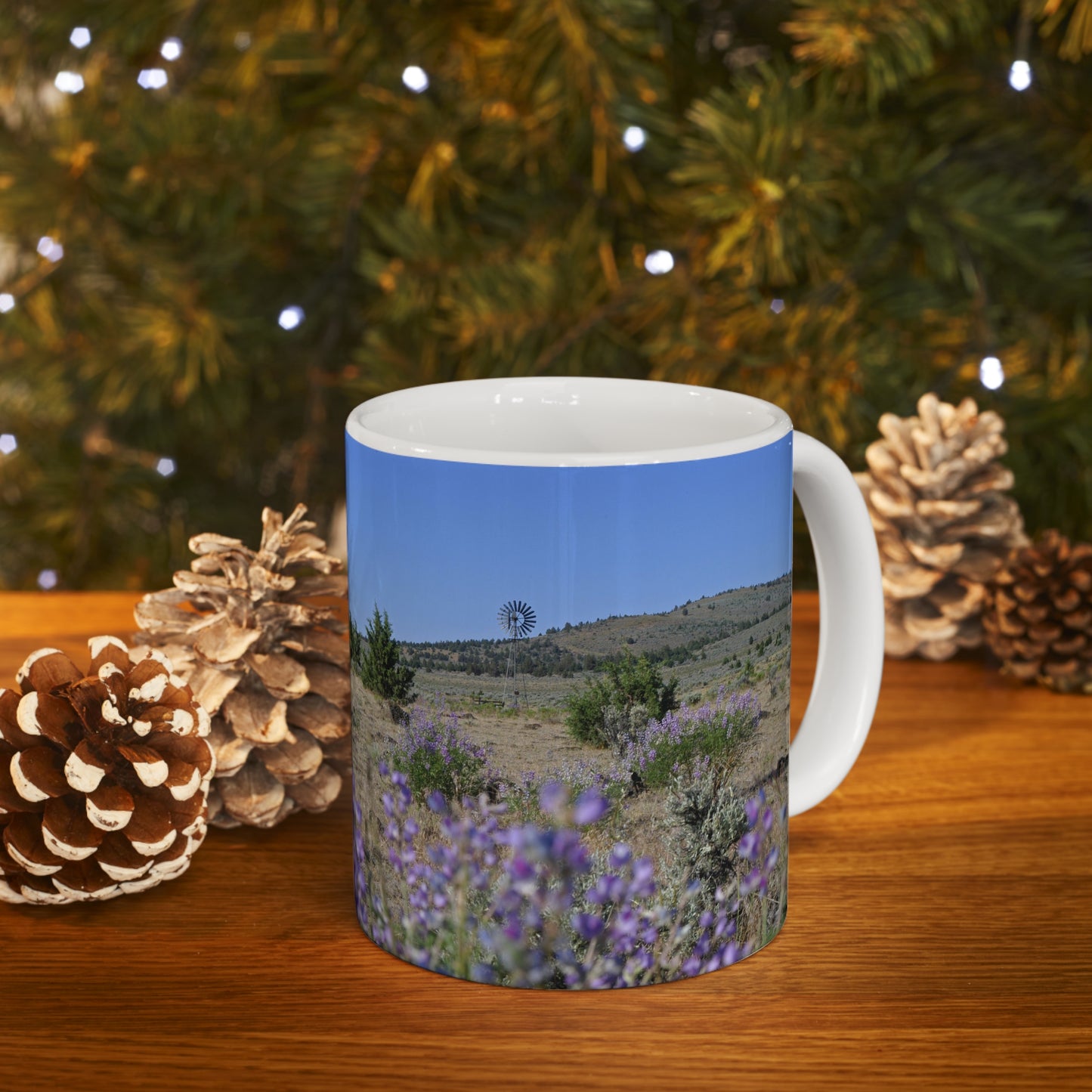 High Desert Lupine & Windmill Ceramic Mug 11oz