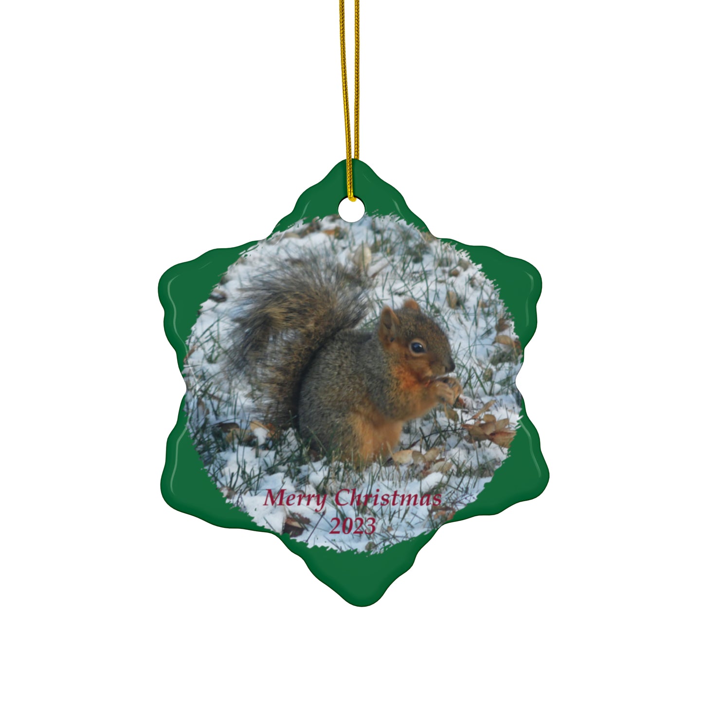 Winter Squirrel Merry Christmas 2023 Ceramic Ornaments