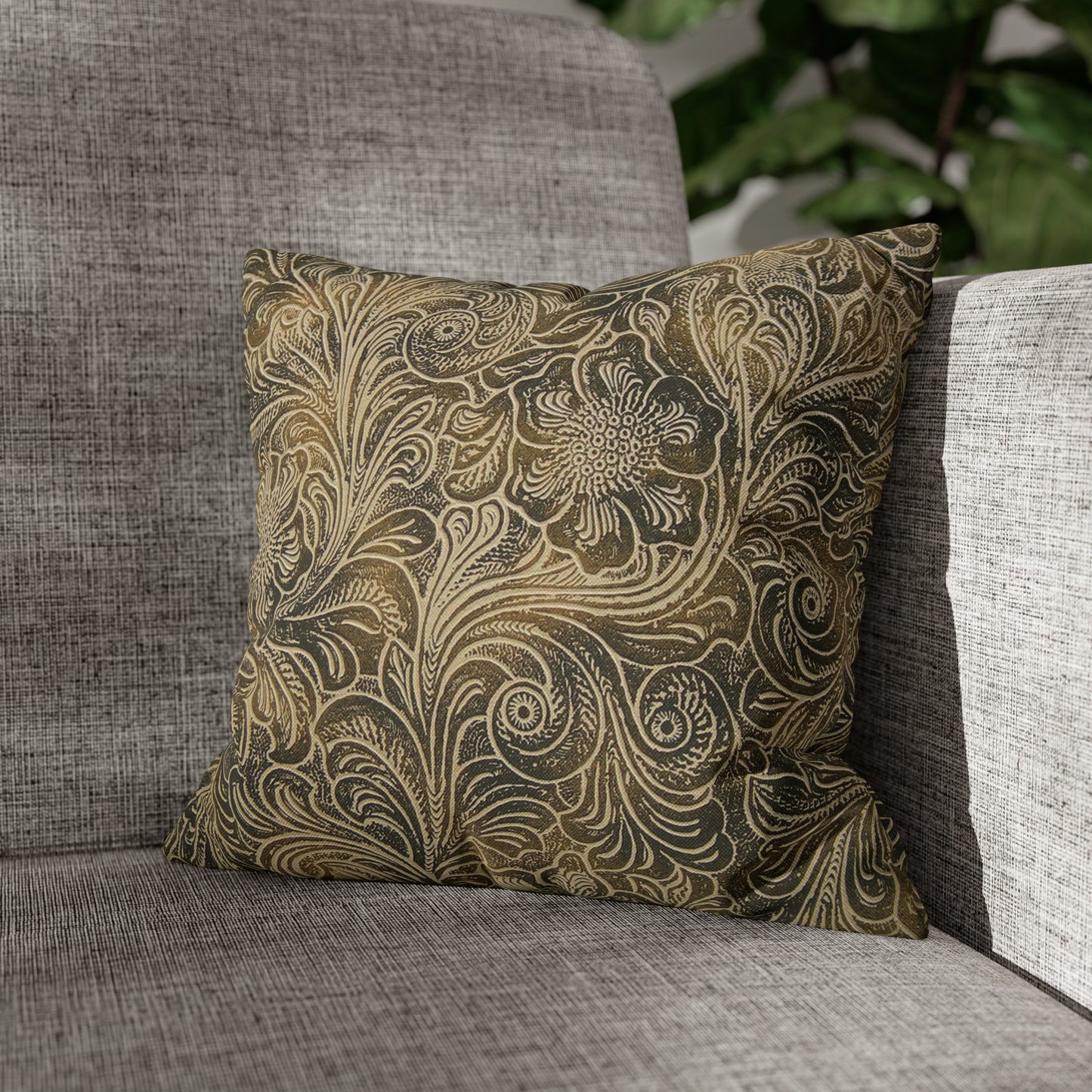 Western Leather Print Spun Polyester Pillow Case